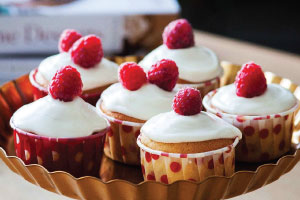 White Chocolate Raspberry Cupcakes.