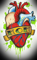 A mom tattoo with a detailed heart