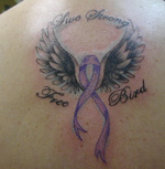 Purple ribbon with wings