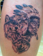 Native American and wolves