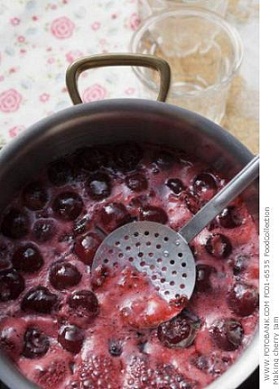 Cherry Jam Cooking in Pot